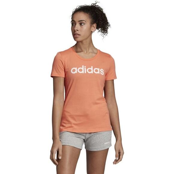 Adidas Coral Orange Short Sleeve Graphic T-Shirt Women's Size Small - Picture 1 of 7
